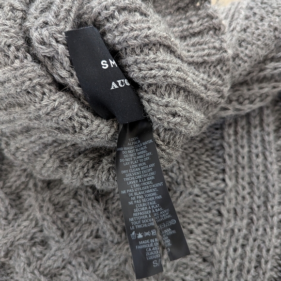 Smythe Hand Knit Cropped Cable Knit Sweater - Charcoal - Picture 7 of 9